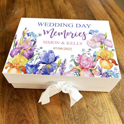 Blumen Aquarell Erinnerungen personalisiert Hochzeitstag Andenken Geschenk Erinnerungsbox