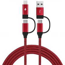 4-in-1 USB-C Cable Fast Charger Power Cord Wire for iPhone iPad Phones Tablets