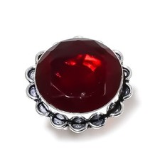 Natural Mozambique Garnet Gemstone Handmade 925 Sterling Silver Ring Size 8 I763