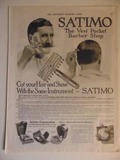 1918 SATIMO Pocket Barber Shop vintage print ad