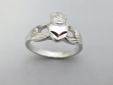 Taille 1-13 Bague De Pouce Claddagh Irlandaise Celtique En Or Blanc Plaqué 14KT