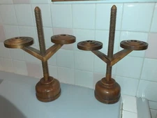 Trend Clocks Zeeland Michigan Vintage Wood Pair of Candle Holders 14.6" tall