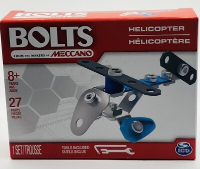 Helicopter Bolts Erector Building Kit By Meccano 27 PC / Blue - NIB