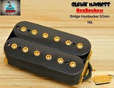 G.M. HexBucker Hight Output (52mm) Bridge Humbucker Black Gold Poles