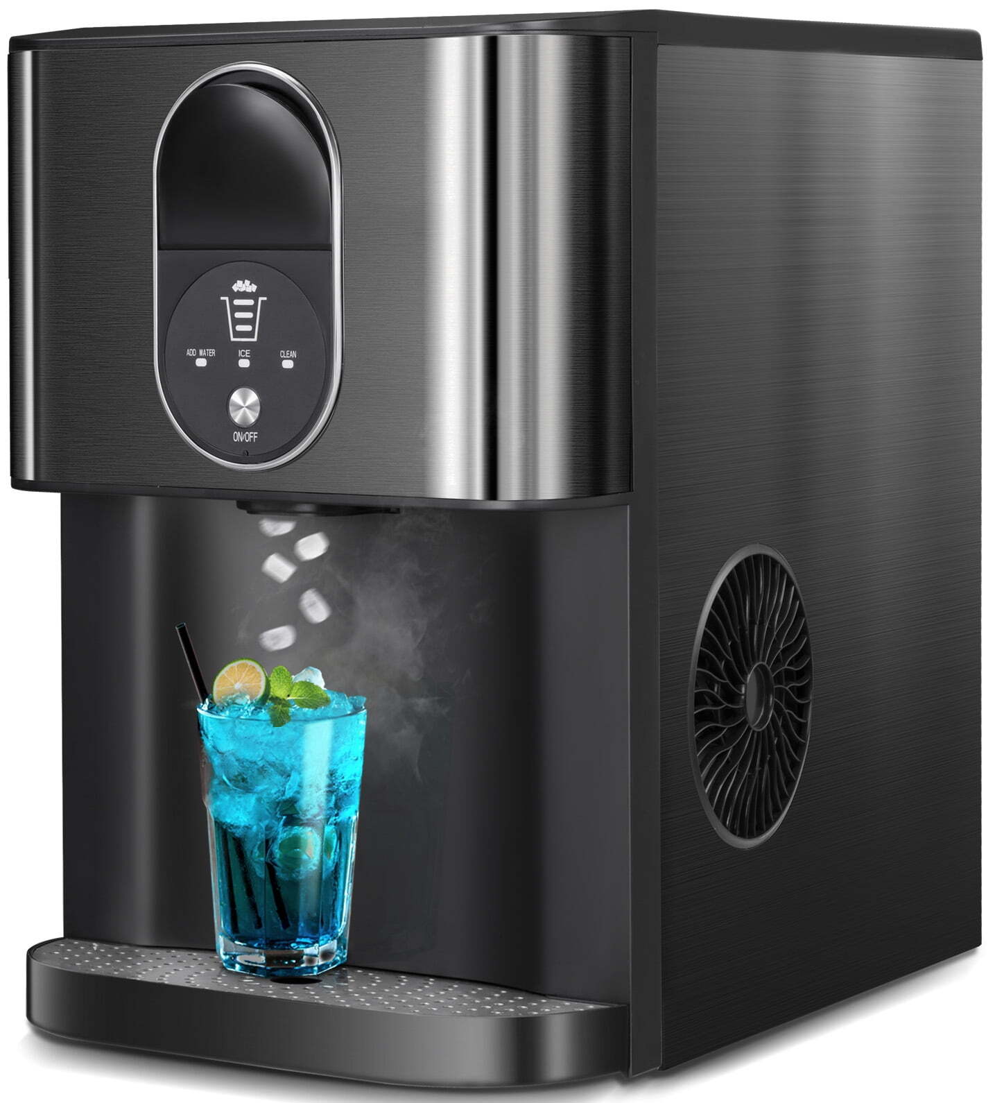 Soft Chewable Nugget Ice Maker Countertop, 44lbs /24H, Self-Cleaning, Black