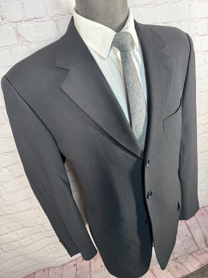 PAL ZILERI Para Hombres Negro HECHO EN ITALIA Traje de Lana Abrigo Deportivo Blazer Chaqueta TALLA 40R Foto 3 de 4