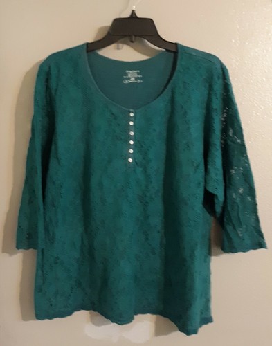 WOMEN'S DRESSBARN SHORT SLEEVE PULLOVER BLUE BLOUSE.SIZE 2X