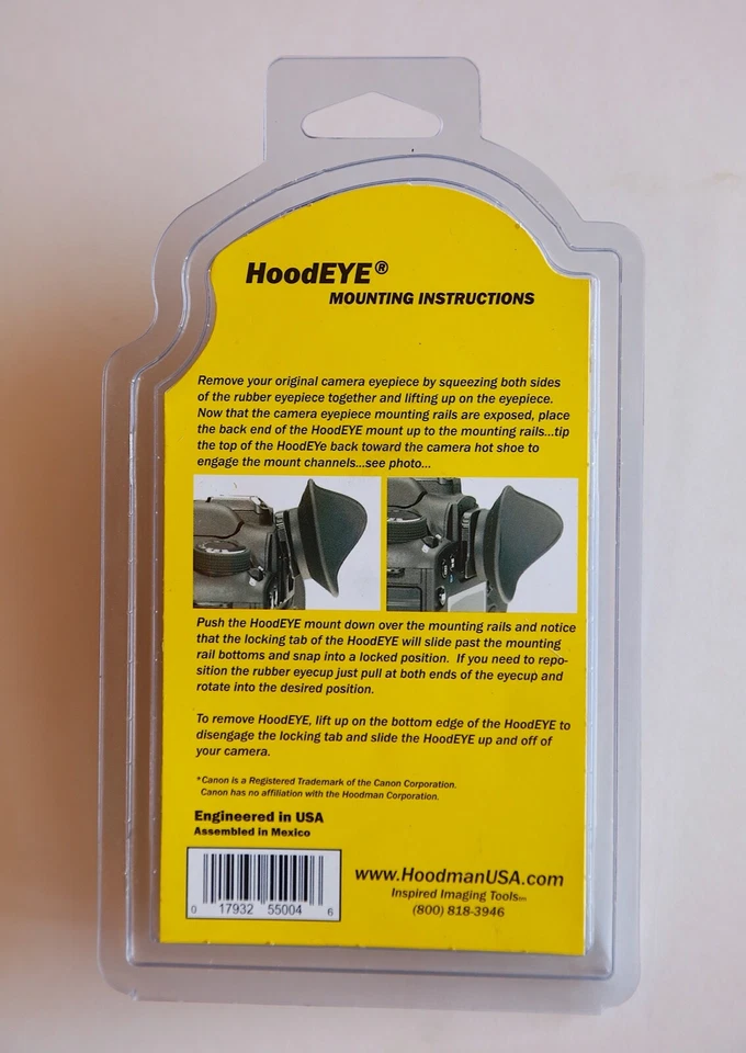 Hoodman Eyecup (Hoodeye) Model H-EYEC22 for Canon 5DIV, 5DS, 1DX, etc. New. - Image 2 of 2