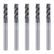 5Pcs 4 Flute Solid Carbide 1/8" x 1/2" x 1-1/2" End Mills - AlTiN Coated