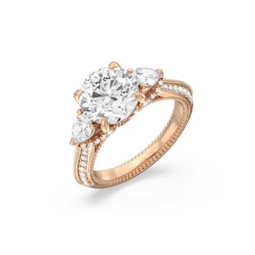 Diamond 18k Rose Gold 2.50 Carat Round Cut IGI GIA Lab Grown Engagement Ring