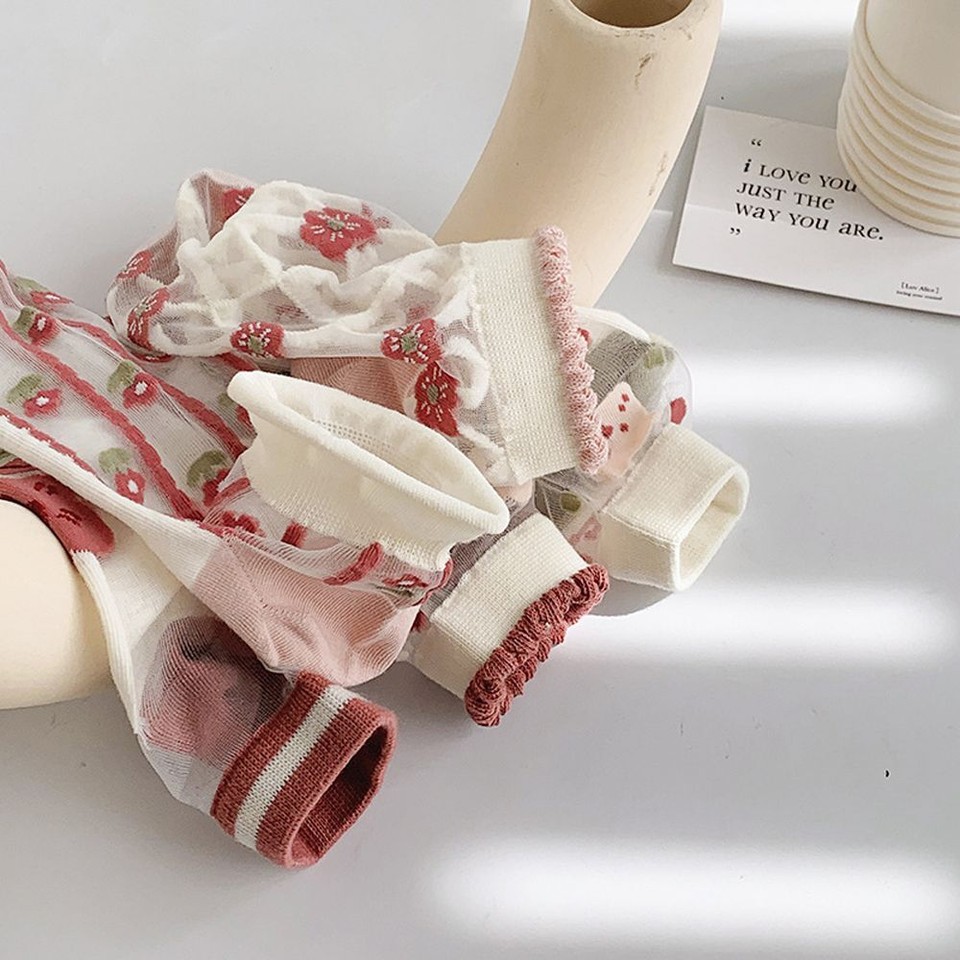 Summer Lolita Jk Cute Retro Korean Style Hosiery Women Socks Flower