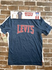 NWT LEVI'S Youth Boys 2 Pack Tees T-Shirt Set, Size 10/12 NAVY HEATHER  WHITE