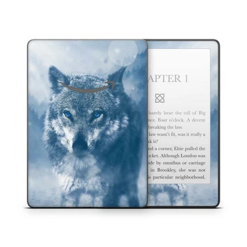 Amazon Kindle Paperwhite Skin Aufkleber Modell mit 6,8" Design Wolf-blue-eyes
