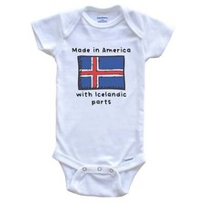 Made In America With Icelandic Parts Iceland Flag One Piece Baby Bodysuit