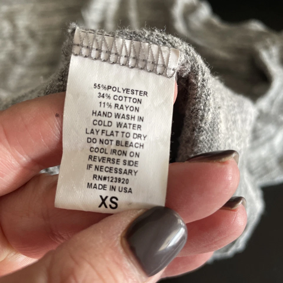 Camisa Top Mujer LA Made Gris Manga Larga Talla Xs Foto 4 de 4