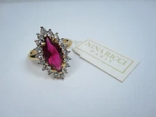 Nina Ricci Gold Plated Ring with Swarovski Crystals - Size 6 - 6150