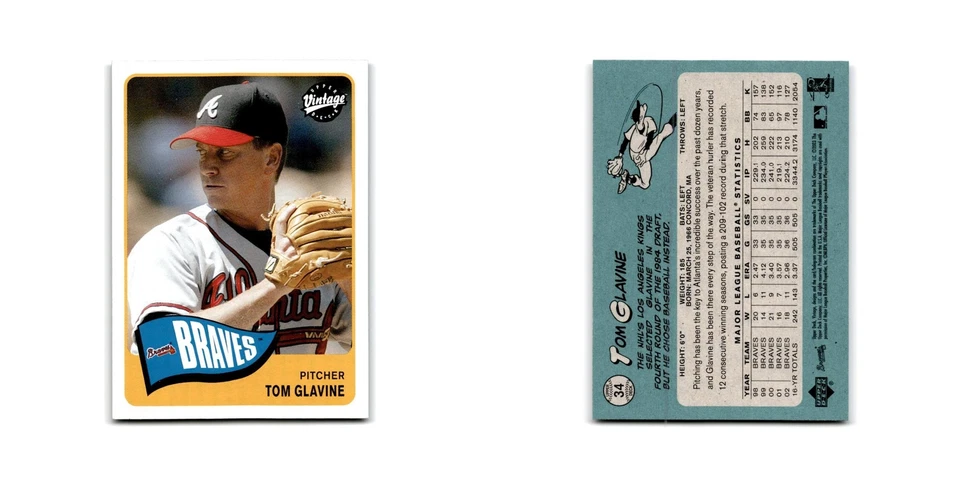 2003 Upper Deck Vintage Tom Glavine Braves #34 - Image 3 of 3