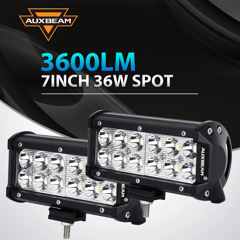 AUXBEAM 7" inch LED Work Light Bar Offroad Truck SUV ATV Driving Fog Pods Lamps
