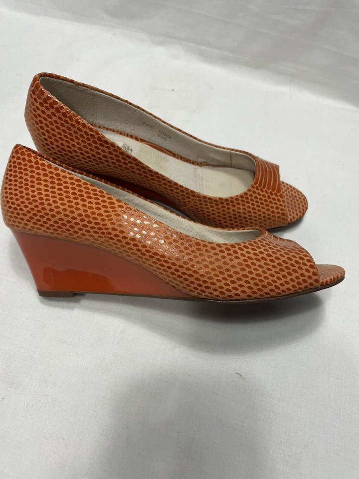 DIANA FERRARI Super soft Orange Womens Wedge Heels Pumps Size 6.5C FAST POST AU