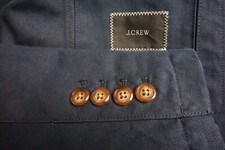 J. Crew Solid Navy Blue Cotton Linen Blend 2 Pc Suit Jacket Pants Sz 38