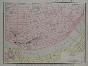 Original 1895 Tranvia Mapa Cincinnati Ohio River Miami Canal Plano Inclinado Ebay