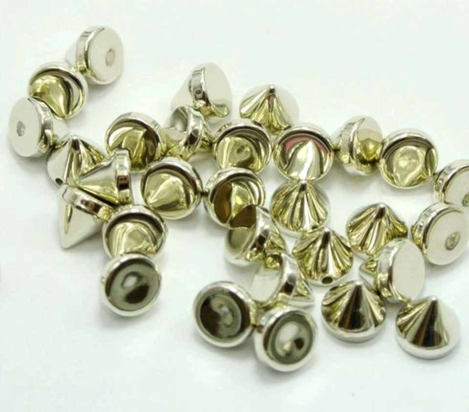 200 Серебряного тона панк акриловый шип конус запонки 8 X 8 мм без отверстия плоский кабошон - Изображение 3 из 4