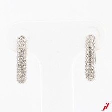 Créoles 750/18K Or Blanc Avec Diamants Totalisant 0,20 Ct G/Si1 Neuf