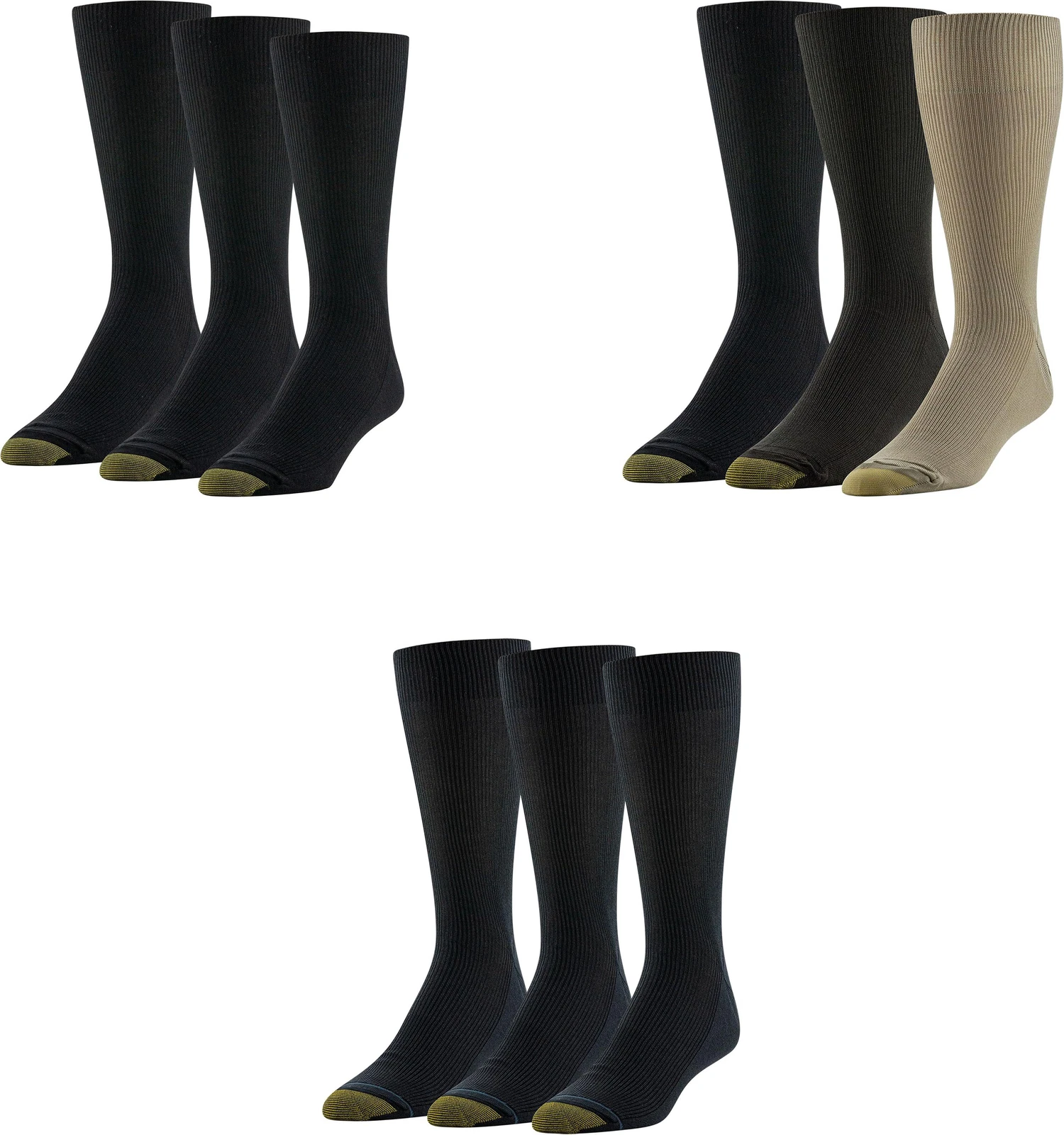 GOLDTOE Men's Metropolitan Cotton Blend Crew Dress Socks (3 Pairs)