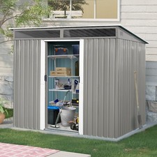 8'x6' Metal Storage Shed Outdoor Shed with Lockable Sliding Door for Garden Gray