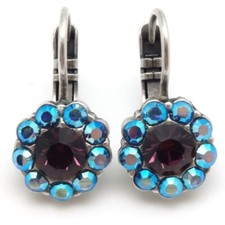 Mariana Inspire Silver Earrings in Purple Aqua Crystal Floral Mosaic 1207 NWT