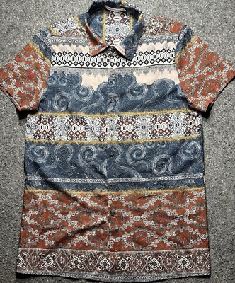 Order Plus Men Shirt M Multi-Color Short Sleeves Button Up