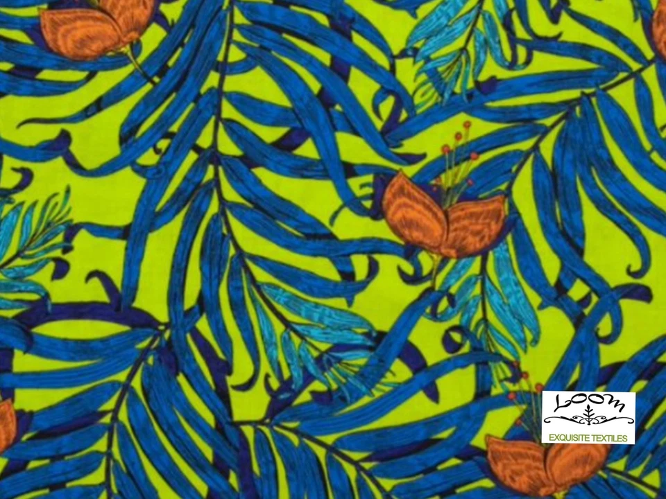 Tela de edredón de algodón RPG286 exótica palmera fronda floral hojas tropicales selva tropical Foto 4 de 4