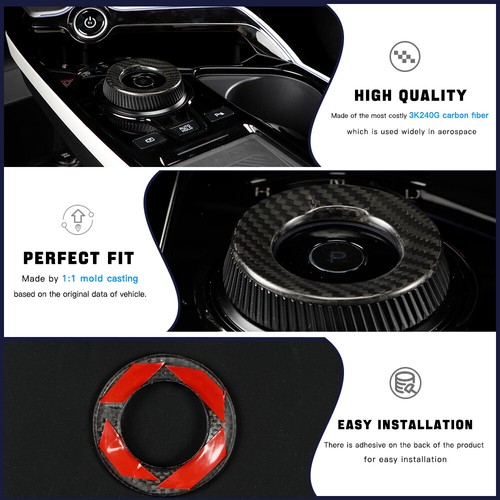 Real Carbon Fiber Gear Shift Knob Switch Cover for Kia EV6 Niro EV Accessories - Picture 3 of 8