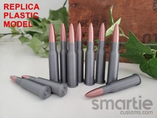 25 - FAKE 7.62×54mmR Mosin Ammo Cartridges - Accurate Size Plastic Replica