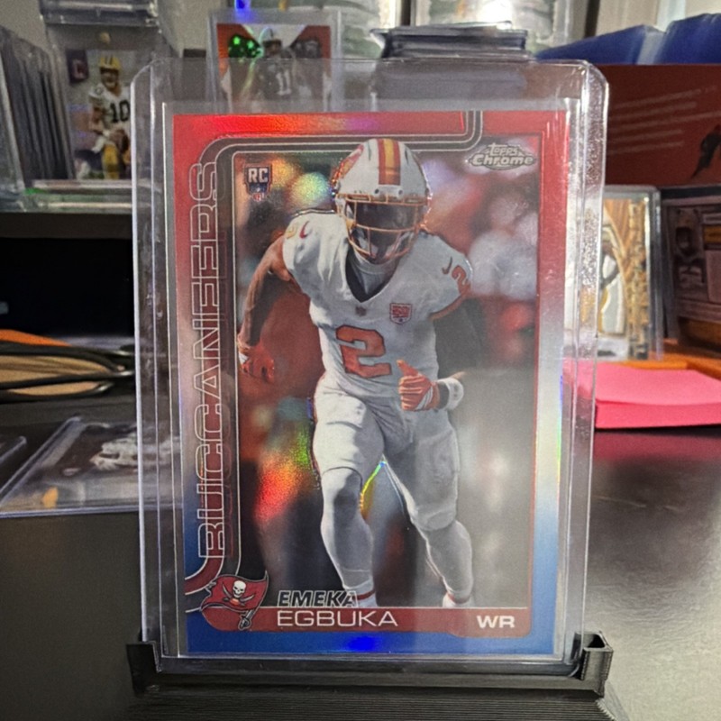 2025 Topps Chrome Red,White & Blue Refractor RC Emeka Egbuka 