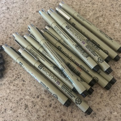 Sakura Pigma Micron Pen Set brown Black  Graphic lot of 19 pens 16-b 