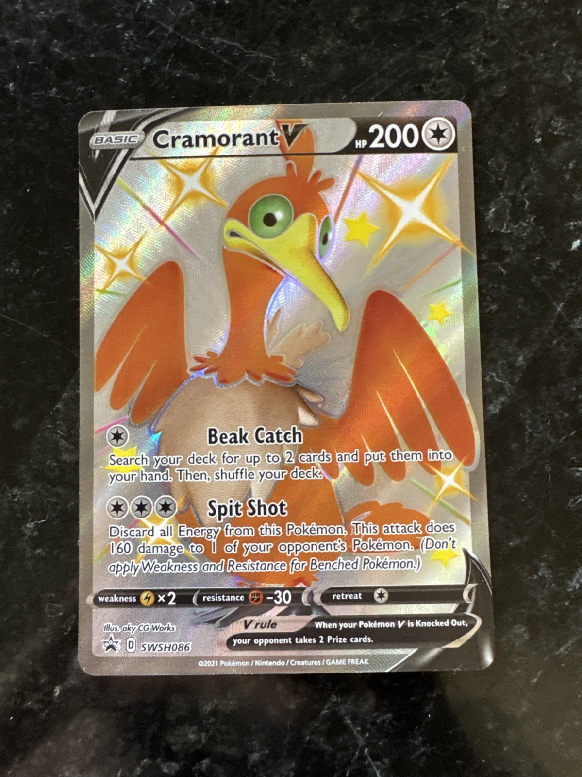 Pokémon TCG Cramorant V SWSH086 Textured Full Art Black Star Promo Rare Holo