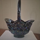 FENTON  AMETHYST CARNIVAL LILY OF THE VALLEY BASKET