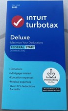 TurboTax Deluxe Desktop 2025 Federal  State Tax Return Product Key Card Desktop