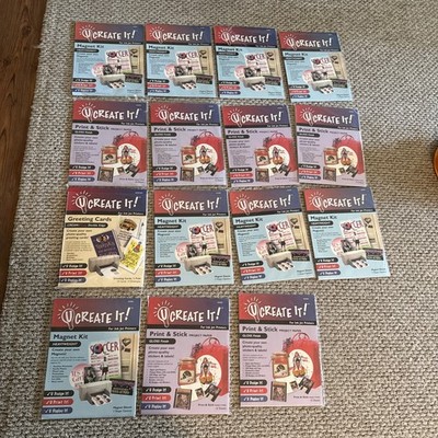 Lot Of 15 New U Create It Magnet Kit Print & Stick Greeting Cards Ink Printing