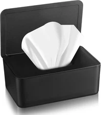 1 Pz Dispensador Hojas Suavizante Plastico Negro Con Tapa Para Lavanderia Decor