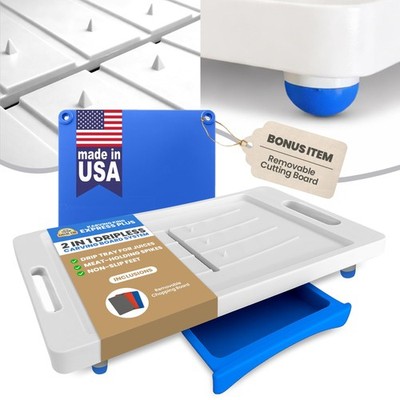 Large Cutting Board - XL Meal Prep System with Juice 20.3''L x 13''W, Blue 