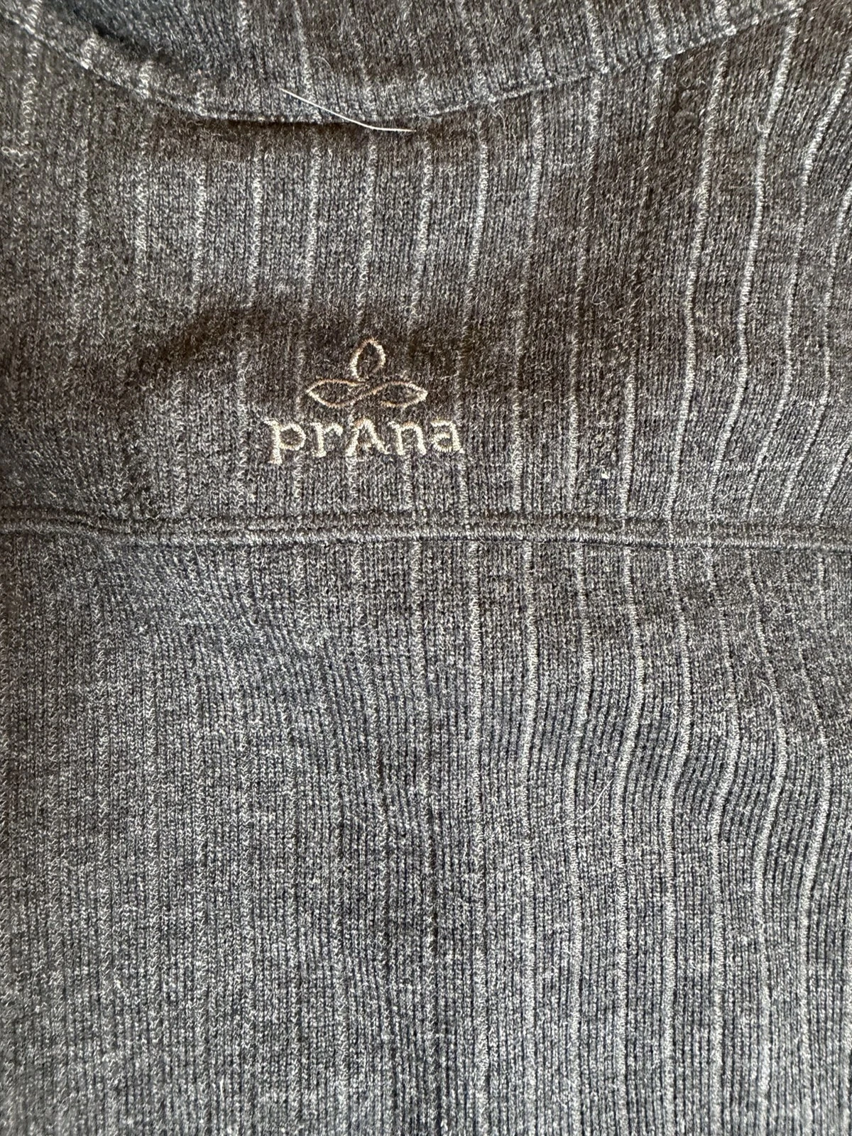PrAna Mens Medium Gray Textured Full Zip Fleece Jacket Mock Neck Outdoor image 7