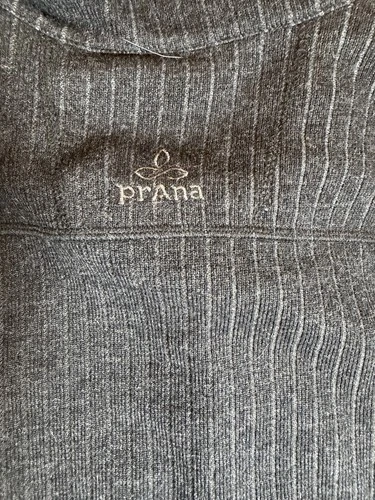 PrAna Mens Medium Gray Textured Full Zip Fleece Jacket Mock Neck Outdoor image 7