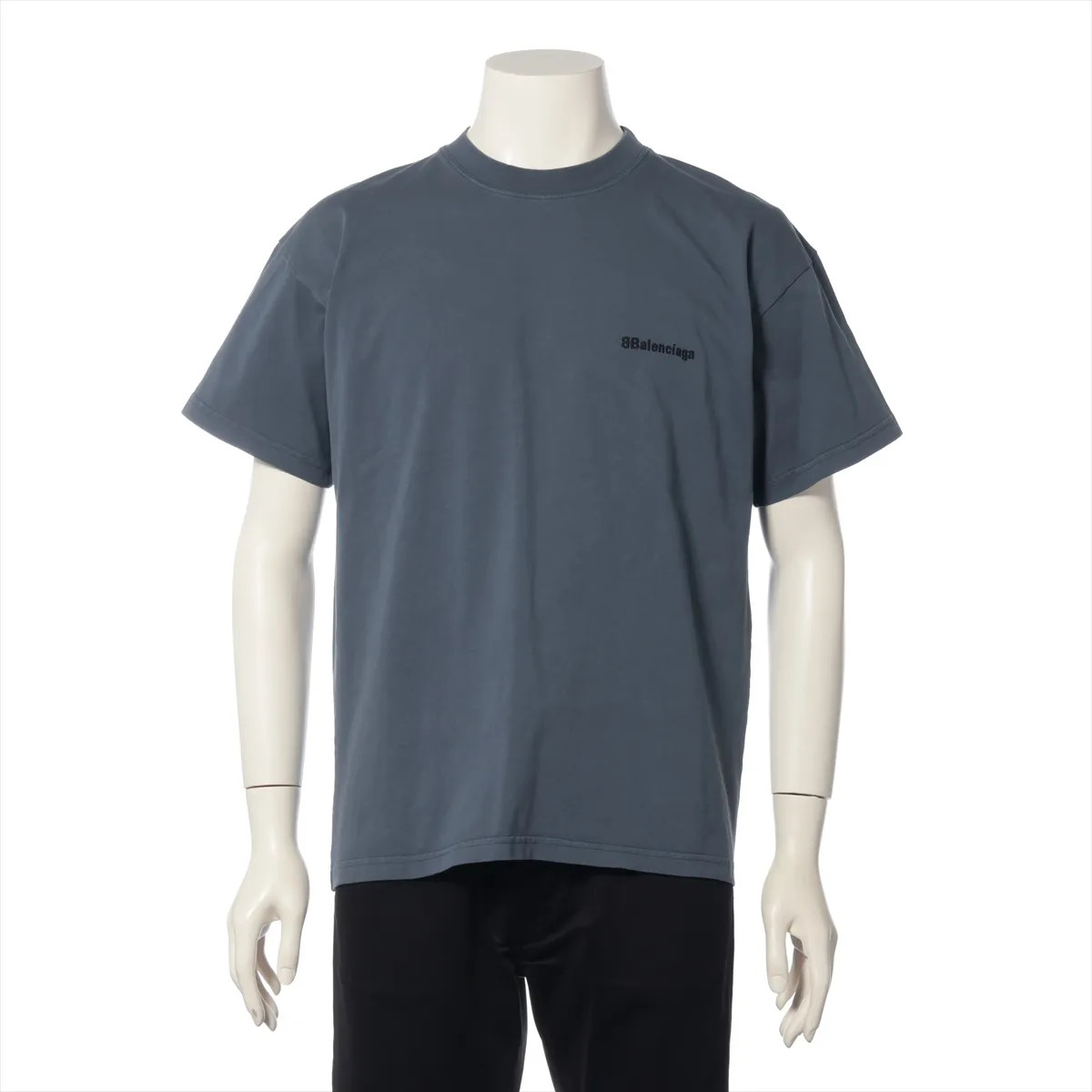 Balenciaga 22 years Cotton T-shirt XS Men's Navy Blue  612965 Logo embroidery Th