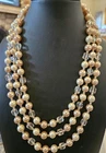 Vintage Japan Beaded Necklace Faux Pearl Pink Orange Costume Jewelry