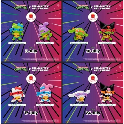 2025 Teenage Mutant Ninja Turtles Hello Kitty Happy Meal Toys 1-12 Set Brand New - Picture 9 of 24