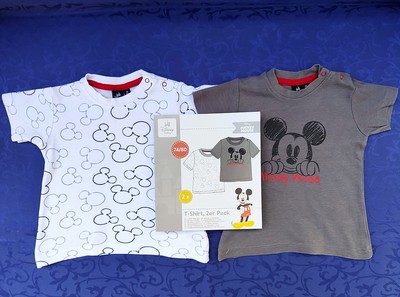 T-Shirt Baby Gr.74/80 Mickey Mouse Set Shirt Disney Baby 2Stk 100% Baumwolle