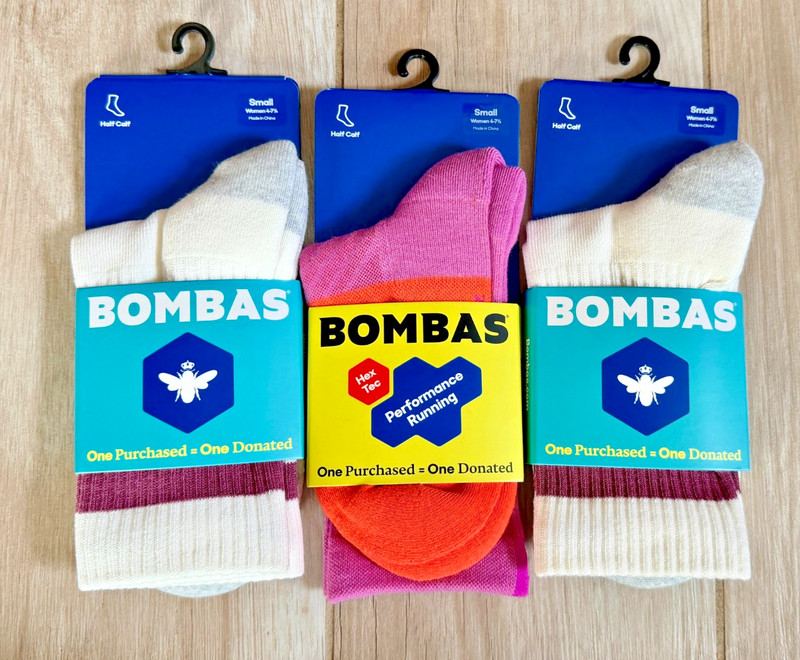 NEW Bombas 3 PACK Multicolor Unisex Half Calf Socks - Size Small: Women 4-7.5