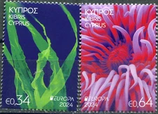 Cyprus 2024. Underwater Flora and Fauna (MNH OG **) Set of 2 stamps